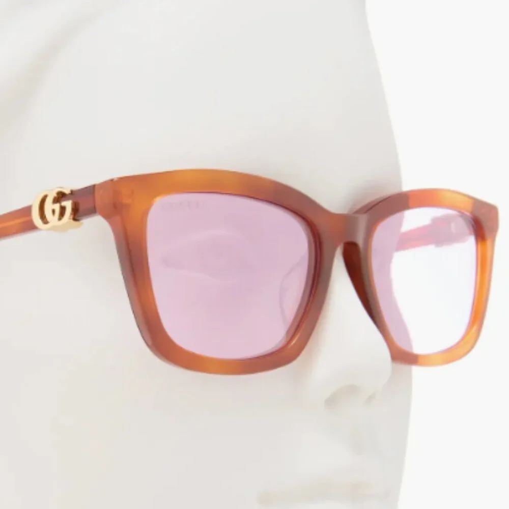Gucci 55mm Square Sunglasses Havana Violet